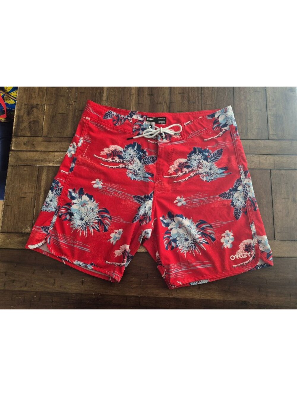 Oakley Red Floral Board Shorts Size 36